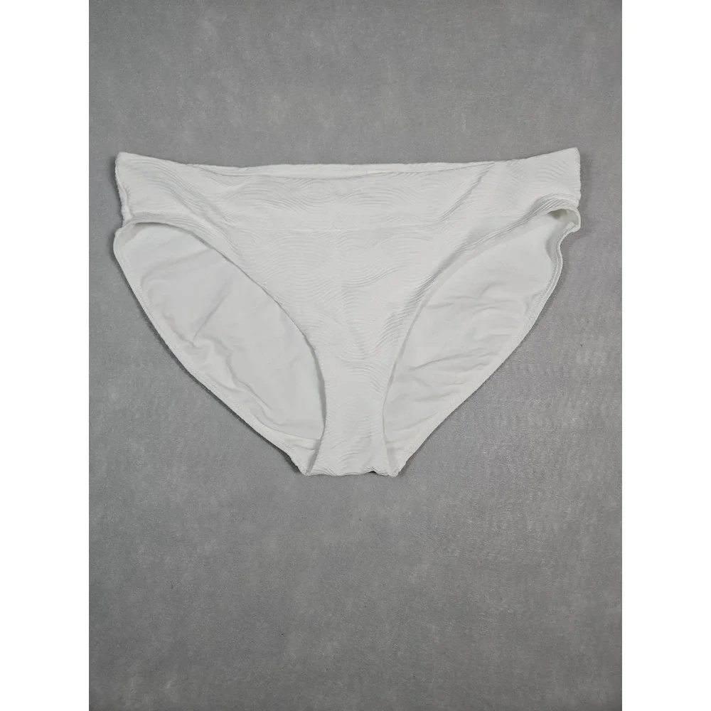 Calia Womens White Waves High Leg Bikini Swim Bottoms‎ Size Large NWOT